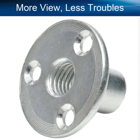 Pack Of Five M12 Brad Hole Tee Nuts Heavy Duty Industrial Grade Carbon Steel Furniture Hardware close-up showing thread and mounting holes.