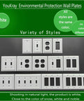 4 Pack Bamboo Fiber Wall Plates White 1 Gang Duplex Outlet Covers and Toggle Light Switch Decorator Covers variety