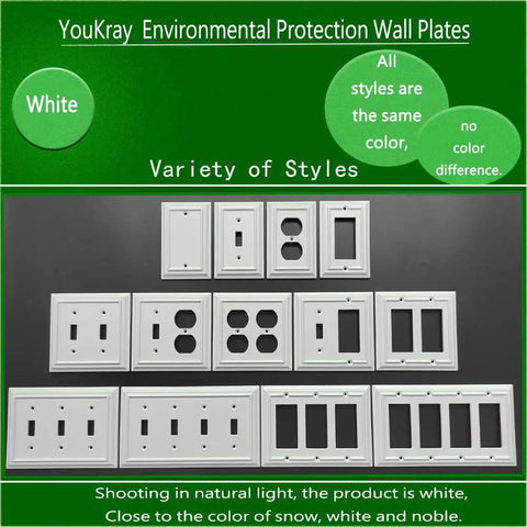 4 Pack Bamboo Fiber Wall Plates White 1 Gang Duplex Outlet Covers and Toggle Light Switch Decorator Covers variety