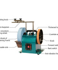 Top Shelf Water Cooled Electric Knife Sharpener Bench Grinder With 240 Watt Motor And 10 Inch Coarse Sharpening Stone Plus 8 Inch Leather Stropping Wheel For No Sweat Cooling And Zero Burn with various parts labeled.
