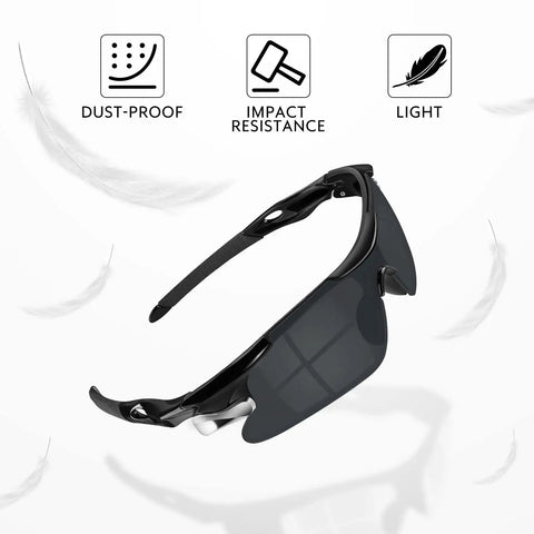 12 Pack ANSI Z87.1 Safety Glasses with UV Block, impact resistant polycarbonate lenses, wraparound design, black frame side view