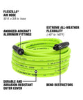 ZillaGreen Air Hose Three Eighth Inch By Fifty Feet With Quarter Inch MNPT Fittings coiled with bend restrictors shown