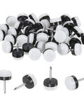 Tough As Nails 40 Pack Furniture Sliders Nail On Chair Leg Protectors For Wood And Hardwood Floors, white and black nail-on pads.