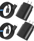 Small But Mighty 25W USB C Wall Charger Fast Charge Kit With 10ft Type C Cable Two Pack for Galaxy S26 Ultra and other USB C devices