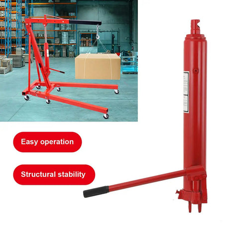 Built Tough 12 Ton Manual Cherry Picker Hydraulic Long Ram Jack With Easy Pump Handle For Zero Sweat Engine Hoist Cylinder Swap On Any Garage Shop Crane Red