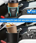 Slick 2 In 1 Center Console Cup Holder For Rivian R1S And R2 with coffee cup, showcasing stability and expandable design.