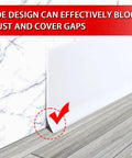 Vinyl Wall Baseboard Molding 4 Inch Peel And Stick Self Adhesive White 40 Feet Flexible Rubber Trim against wall and floor corner.