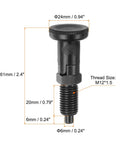 Rock Solid 3 Pack Ball Nose Spring Plunger Set With Push Fit Locking M12x1.5 Thread And 6mm Pin Diameter Black Oxide Carbon Steel detailed view