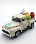 Metal Truck Decor With Mini Rabbits And Color Eggs Vintage Farmhouse Tabletop Pickup Car Ornament For Spring Home Decor