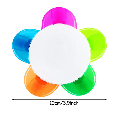 Top view of Three Piece Flower Petal Highlighters Set In Five Colors 5 In 1 Watercolor Fluorescent Pens showing petal design