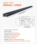 Five 78.7 Inch 2000mm 2040 T Slot Aluminum Extrusion Profiles With European Standard Anodized Linear Rail Be