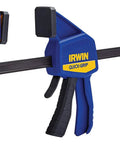 Blue One Handed Bar Clamp Set 12 Inch Medium Duty Five Pack With Quick Change Button Removable Swivel Jaws and I Beam Design