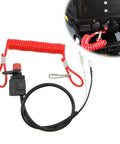 Boat Kill Switch Lanyard With Emergency Stop Cord For Outboard Engines Replacement Watercraft Safety Lanyard coiled in red