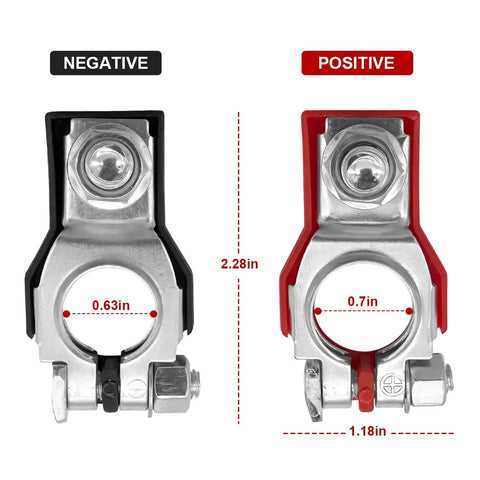Built Tough Top Post Battery Terminal Connector Set With Positive And Negative Posts, 1 Pair Includes 2 Washers, Rust Resistant Copper Iron Plated