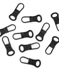 Ten Piece Zipper Pull Replacement Kit With Detachable Tabs For Jackets Backpacks Purses Suitcases And Luggage In Black Durable Zinc Alloy