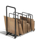 Rolling Cardboard Box Rack With Lockable Wheels Portable Carton Storage Stand Holds Ten To Fifteen Boxes Space Saving Carton Organizer