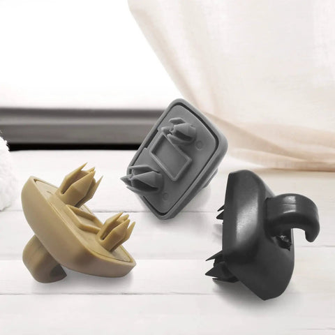 Two Pack Audi Inner Sun Visor Clips Upgrade Car Visor Holder Hook Keeps Your Sun Visor Firmly In Place, Works With A1 A3 A4 A5 Q3 Q5 S3 S4 S5 TT, OE Style 8U0857562A Gray Interior Accessory in three colors on table