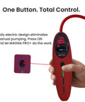 Heavy Duty LCD Electric Vacuum Pump Controller With 10 Pulse Modes And Digital Smart Presets showing sleek red design and control buttons.