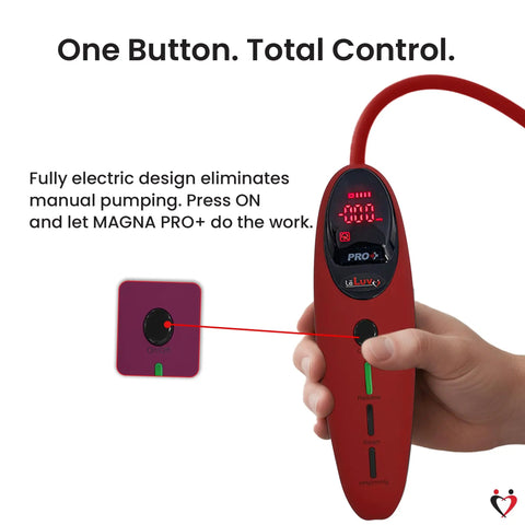 Heavy Duty LCD Electric Vacuum Pump Controller With 10 Pulse Modes And Digital Smart Presets showing sleek red design and control buttons.