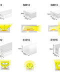 Silicone LED Channel System For 12mm Neon Rope Light Strips Flexible 14x20mm Tube Housing IP67 Waterproof cross-section diagrams