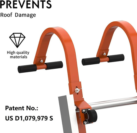 Two Pack Heavy Duty Roof Ladder Hook With Wheel And Rubber Grip T Bar Extension Ladder Stabilizer steel material close-up