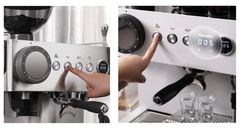 Semi Automatic Espresso Machine With Built In Grinder For Home Use Dual Mode Espresso Maker Single Or Double Shots 250g Bean Hopper Calibrated Tamping And Intuitive Guidance White