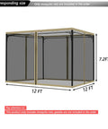 Keeps Bugs Out Mosquito Netting For Gazebo Canopy Replacement Screen Walls shown in 12x12 feet dimensions