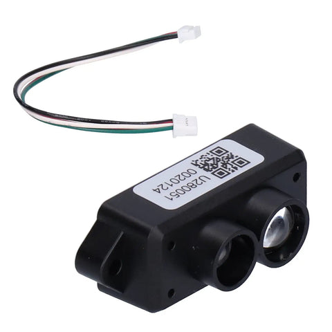 Compact Lidar Sensor For Vehicle Detection With Ultra Small Form Factor And Precise Distance Readings Single Point Ranging 0.112m Range For Diy Projects And Professional Use in black casing with wiring harness.