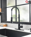 Matte Black Kitchen Faucet With Soap Dispenser And Pull Down Sprayer Pro Grade Commercial Single Handle Spring Pullout Faucet