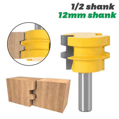 Premium Reversible 12mm And 12.7mm Shank Tenon Router Bit For Smooth Woodworking Projects shown with wood pieces.