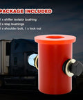 Shifter Isolator Bushing Kit For Eaton Fuller Transmissions K3399 21244 23311 And Automann M23311E M23311EUB DT1437 DT1438 Freightliner Kenworth International Peterbilt showing red bushing with hardware