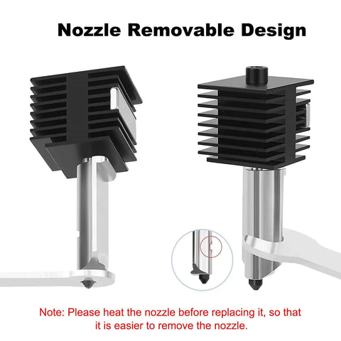 Side view of 3 Pack Hotend Kit With 0.2mm 0.4mm 0.6mm Nozzles For 3D Printers, Replacement Print Head Compatible With Bambu Lab A1 And A1 Mini
