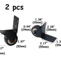 Two Pack Swivel Caster Wheels With L Shaped Plate, 50mm Diameter Silent Caster Replacement, Black, Includes M4x25mm Screws, Wear Resistant Rubber