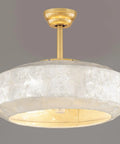 DDLLDESHI Capiz Shell Fandelier Ceiling Fan with Light and Remote Control, Boho Chandelier Ceiling Fan, Coastal, round white shell design