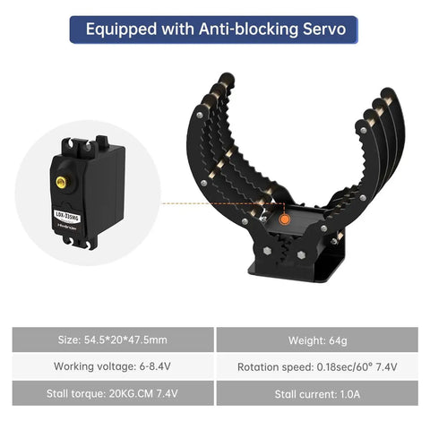 Heavy Duty Claw Gripper For DIY Projects, Full Metal Aluminum Arm Clamp With High Torque, 0 To 9 Inch Open Range, 1 Pound Max Grab