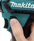 Close-up of finger on trigger of Compact 12V Max Cordless Driver Drill With Three Eighths Inch Chuck Dual Speed 0 To 450 And 0 To 1700 RPM 250