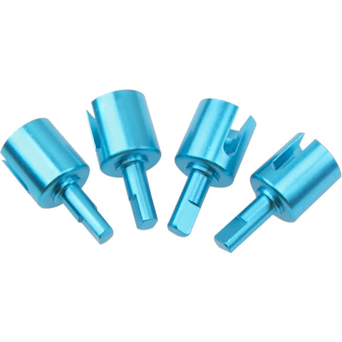 Four blue Aluminum Alloy Front And Rear Gearbox Joint Cups for Tamiya TT01 TT01E TT02 RC drift cars, CNC precision parts