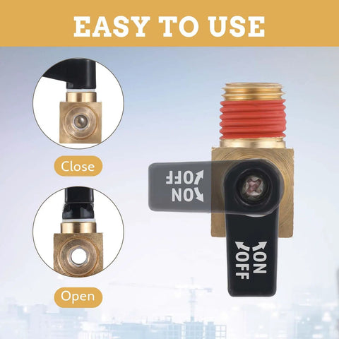 Durable Brass Air Compressor Drain Valve With One Quarter Inch NPT Male Thread Ball Type Drain Cock, easy use instructions