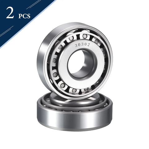 Front view of Two Pack 30302 Tapered Roller Bearing Cone And Cup Set with 15mm Bore, 42mm OD, 14.5mm Cup Width, Chrome Steel ABEC 3.