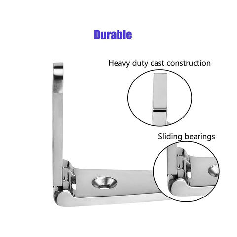 Beefy Built Marine Boat Strap Hinges 316 Stainless Steel Pair With Screws Noiseless Operation Sturdy Large 6 X 1.18 Inch Hinge For Hatches And Doors Corrosion Resistant For Saltwater Use, heavy duty cast construction with sliding bearings