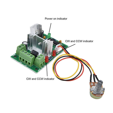 12V DC Worm Gear Motor With CW CCW Rotation, Workhorse Build, Heavy Duty Zinc Alloy Shell, Stainless Steel Shaft, High Temperature And Abrasion Resistant Gearbox Drive For DIY Projects, Robotics, Small Machinery, And Gearbox Applications. Motor control board with potentiometer and wires