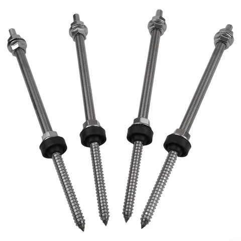 M10 Hanger Bolts Kit With EPDM Seal For A2 Stainless Locking Nut And Adapter For Solar Panel Roof Mounting System Silver 250mm