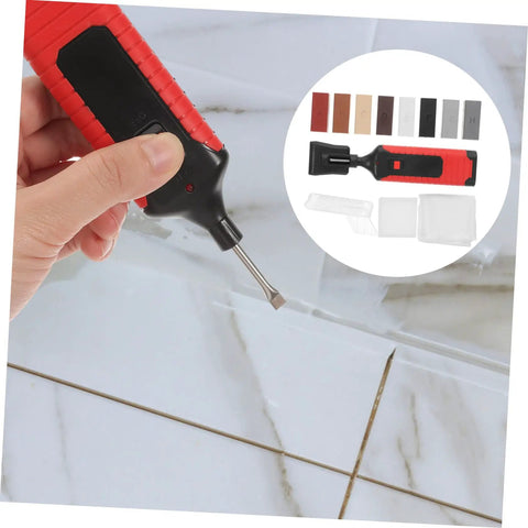 Tile Repair Kit For Porcelain And Marble Color Wax Blocks For Quick Scratch Chip Repair with tools in use