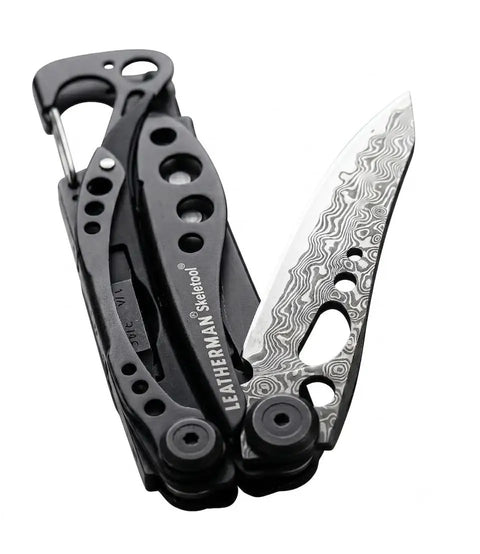 Replacement Blade For Skeletool Multitool With Dope Damascus Steel Wave Pattern, EDC Knife Upgrade For Outdoor Camping And Survival, Direct Fit, Durable Custom Blade