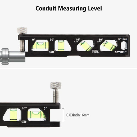 Magnetic Torpedo Level For Conduits With Four Vials V Groove And Magnet Track Aluminum Alloy Construction High Viz Black 6 Inch