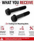 Suspension Bolt For Acura And Honda OE 90181S84A00 Replacement For Radius Rod Trailing Upper Lower Control Arm Screw 2 Pack Fits Accord Civic Crosstour Hybrid Models 1998-2017, 2 black trailing arm bolts