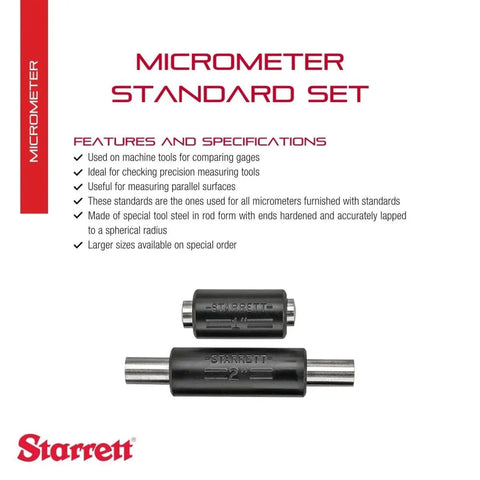 Micrometer Standard Set With Insulated Handle And Spherical Ends For Precision Tool Checks, two rods with specifications text.