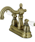 Antique Brass 4-Inch Centerset Bathroom Faucet Deck Mount 3-Hole Setup With Drip-Free Washerless Cartridge Includes Pop-Up Drain