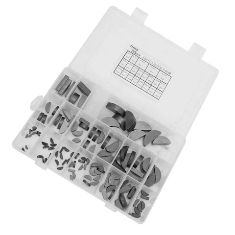 135 Piece Woodruff Key Assortment Kit With 21 Sizes Durable Steel Keys in Portable Storage Box for Automotive Repairs