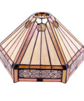 Lit Yellow Hexagon Tiffany Style Glass Lamp Shade Replacement For Arched Floor Lamp Torchiere And Pendant Lights 12 Inch Wide